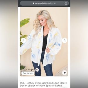 POL - Distressed Denim Jacket w/ Paint Splatter Detail